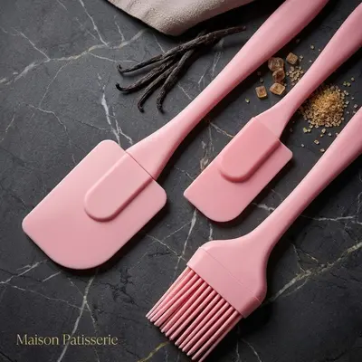 In Stock 3-Piece Silicone Scraper Set Spatula Oil Brush Set Heat-Resistant Cake Baking Tools Set