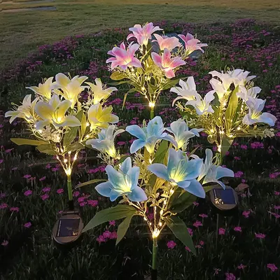 Solar 7-Head Lily LED Lawn Lamp for Garden and Outdoor