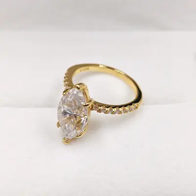 925 Sterling Silver 4 Carat Marquise Moissanite Ring for Women, Stackable - 8