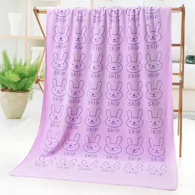 Mikrofiber banyo havlusu, plaj havlusu, su emici, çabuk kuruyan, büyük çocuk havlusu, tavşan kafası baskılı, karikatür yüzme ve banyo havlusu - 10