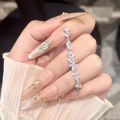 Glisine çiçeği gülümseme bilekliği, kristal, kadın - 5