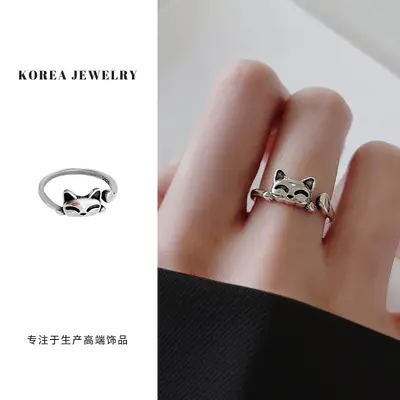 Lanzhi Tay sterling silver jewelry non-fading, personalized niche cat animal accessible luxury open sign finger ring 925 sterling silver ring - 13