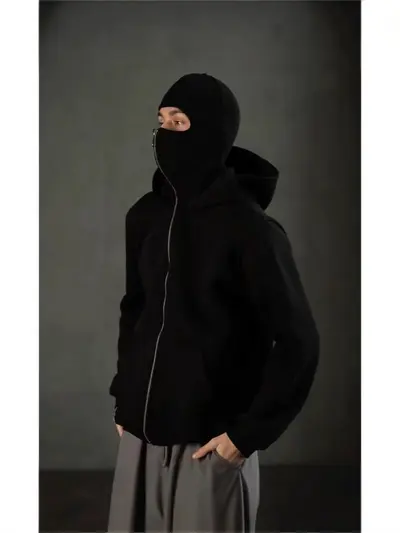 Cross-Border Spring/Autumn New Style Unique Design Double-Layer Hooded Zip Sweatshirt Jacket Loose Street Style Unisex Couples
