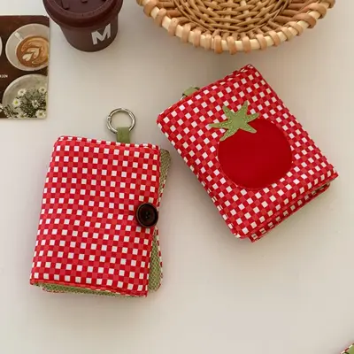 Passport holder, red plaid design, portable mini storage - 3