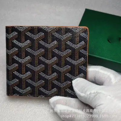 Retro baskılı erkek deri cüzdan, kısa, ince, ikiye katlanabilir - 8