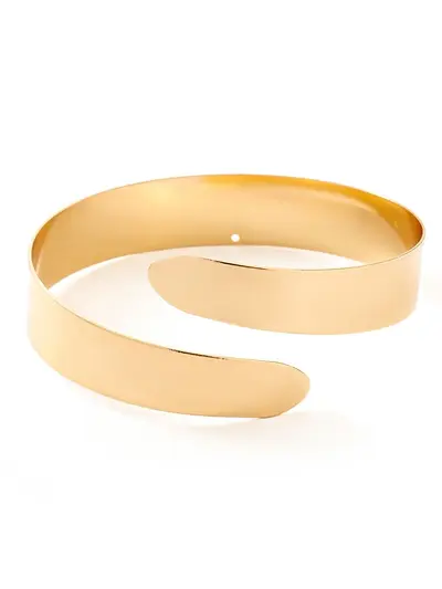 Geometric metal bracelet set, 6-piece leaf design - 7