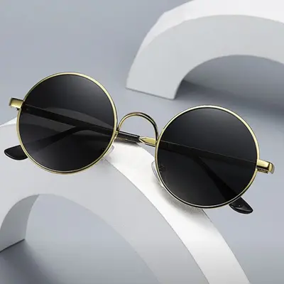 Herrensonnenbrille Retro Rundrahmen polarisierte Sonnenbrille UV-Schutz Blendschutz HD-Fahrbrille Fahrerbrille