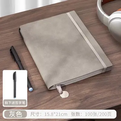 Sheepskin Leather Strap Notebook, Soft Leather Office Meeting Journal - 11