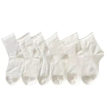 white socks women's socks solid color cotton socks pure white full colored cotton women's socks wholesale mid-calf socks bubble mouth Lolita
