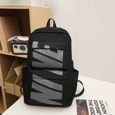 Cross-border Korean-style backpack, simple and versatile, large capacity backpack, street trendy fashion schoolbag, letter casual backpack