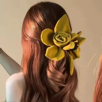 Velvet Rose Vintage French Claw Hair Clip, Yellow