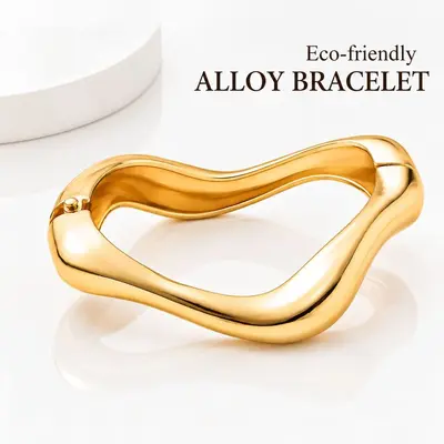 Beliebtes grenzüberschreitendes Armband Europa und Amerika, INS Minimalist unregelmäßiges Wellenmuster Schmuck Metall glänzendes Armband Frauenaccessoires