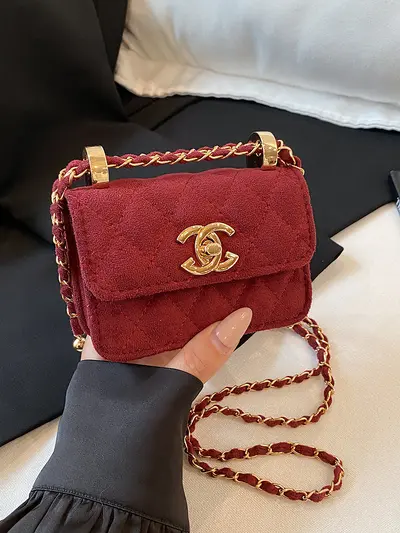 Mini-Damentasche mit Rautensteppung, Kette, Achseltasche, Modell 2025 - 3
