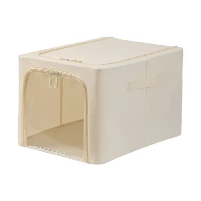Narrow Cotton-Linen Patchwork Storage Box, Large Capacity Household Clothing Organizer, Fabric Waterproof and Dustproof Wardrobe Storage Container