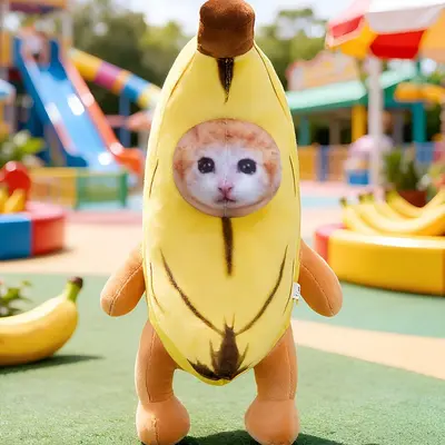 Bibilabu Plush Toy, Banana Kitten and Shield Dog Doll