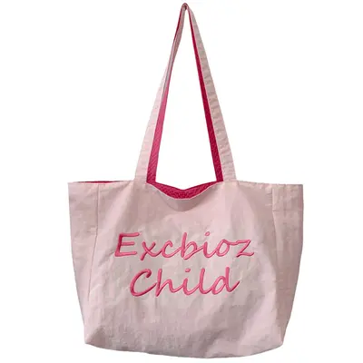 Große Kapazität Tote Bag, beidseitig einfarbig reversible Schultertasche, strukturierte bestickte Canvas Tasche für Universitätsstudenten, Damen Pendler Tasche - 10