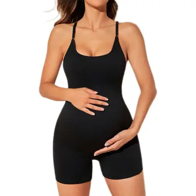 Backless Maternity Jumpsuit High-Waist Yoga Wear - 6