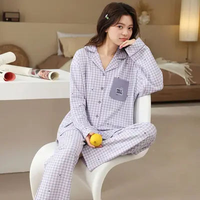 Kadın Pijama Takımı, Uzun Kollu, Sonbahar Kış, Büyük Beden Ev Giysisi