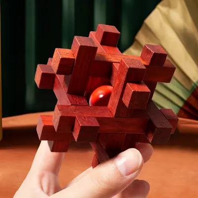 Kinder-Lernspielzeug Holz-Steckpuzzle-Set, Kong-Ming- und Lu-Ban-Schloss, ab 3 Jahren - 4