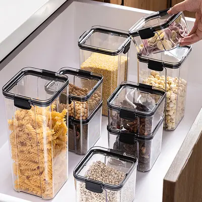 Food grade sealed plastic container thickened clear storage jar square snack storage jar grain storage jar