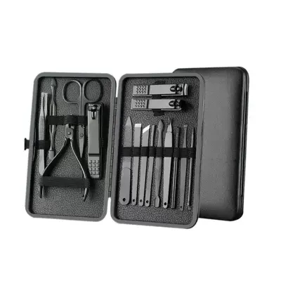 Wholesale Nail Clippers Set Black 18-Piece Manicure and Pedicure Professional Nail Care Tool Kit Complete Portable Beauty Set