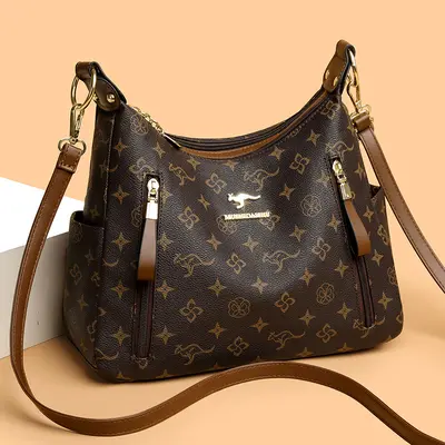 Women's Printed Crossbody Bag, Retro Style - 1