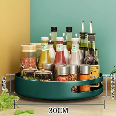 Mutfak 360 derece dönen baharatlık, özel çeşniler, ev tipi yağ, tuz, sos, sirke için yuvarlak saklama kutusu rafı - 13
