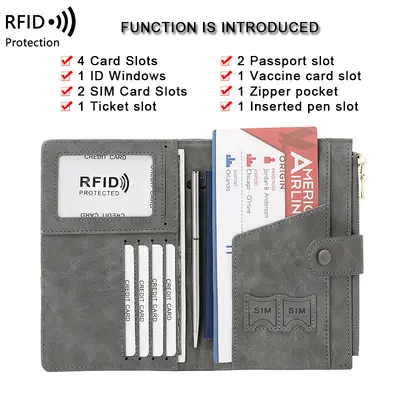 Sınır ötesi yeni anti-hırsızlık RFID pasaport tutucu fermuar tokası pasaport kapağı belge tutucu çok fonksiyonlu seyahat pasaport çantası