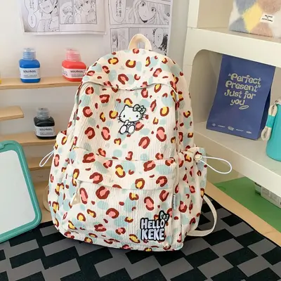 Cross-border ins casual minimalist leopard print double shoulder backpack women's junior and senior high school student travel backpack large capacity school bag - 9