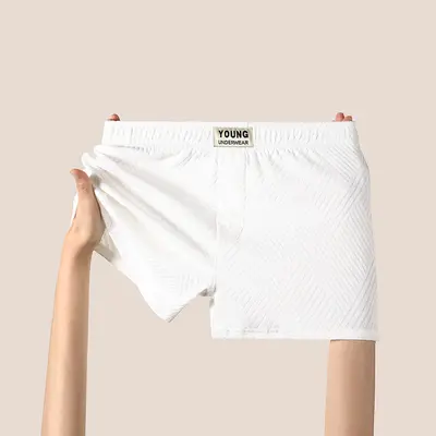 Men's cotton antibacterial boxer shorts, solid colour, loose fit - 7
