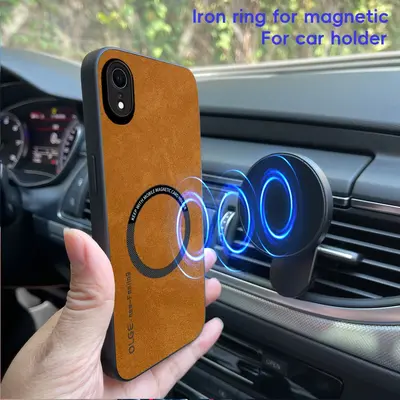 IphoneXR için uygun cep telefonu kılıfı iphoneXS koyun derisi deri XsMax araba kablosuz şarj manyetik cep telefonu kılıfı - 2