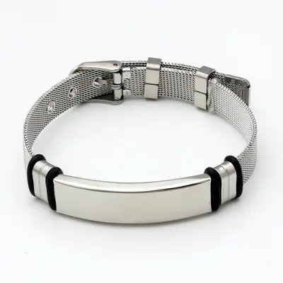 Grenzüberschreitender Schmuck verdickte 201 Edelstahl Herrenarmband modische Mesh-Armband gekrümmte Marke personalisierte Gravur Doppelarmband