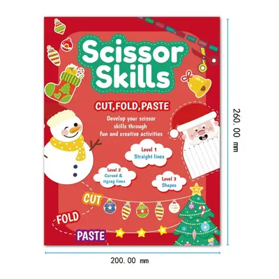 Christmas Paper Cutting Set for Ages 4-6, Fine Motor Skills Cut-and-Paste Book - 6