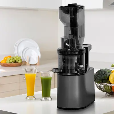 Kleine automatische Slow-Juicer Saftpresse mit Fruchtfleischtrennfunktion, großer Öffnung, für Haushalt und Gewerbe