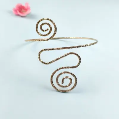 Rhinestone Flower Open Arm Bangle, Geometric Bracelet - 10