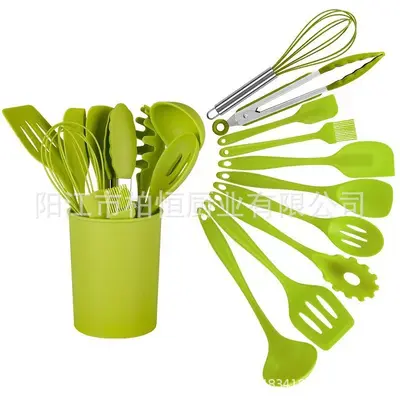 11-piece silicone kitchen utensil set non-stick cooking spatula cooking scraper oil brush kitchen cooking spatula in stock - 8