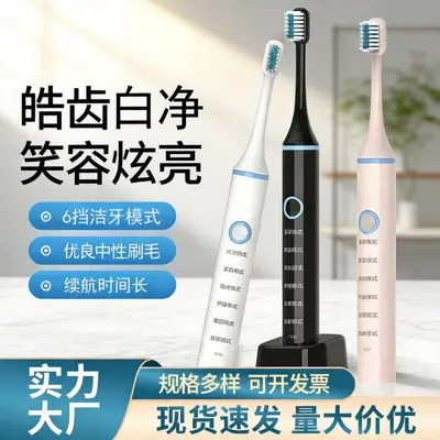 Portable Sonic Electric Toothbrush, USB Rechargeable, Soft Bristles - 1