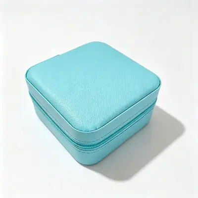 Square jewelry storage box, travel jewelry box, mini leather zipper pouch, portable necklace ring box - 11