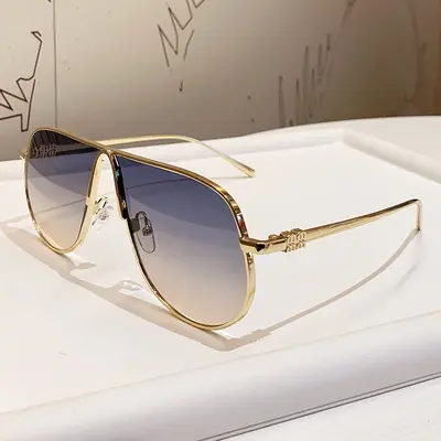 Metal Aviator Sunglasses with Large Frame and UV Protection, Retro Style - 11