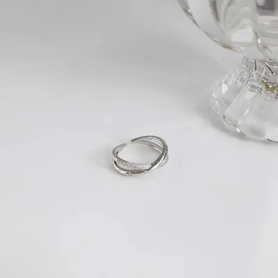 简约交叉锆石食指戒指女 ins潮网红时尚个性可调节微镶玫瑰金指环 - 8