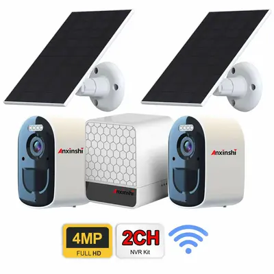 4MP Dış Mekan Kablosuz Güneş Enerjili Güvenlik Kamera Seti Çift Yönlü Ses Akıllı İnsan Algılama ve Alarm - 8