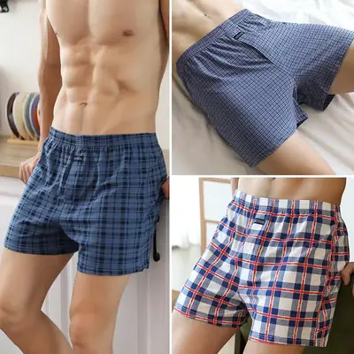 Erkek %100 Pamuk Bol Kesim Boxer Şort, Yüksek Belli, Ev Pijama Pantolonu - 10