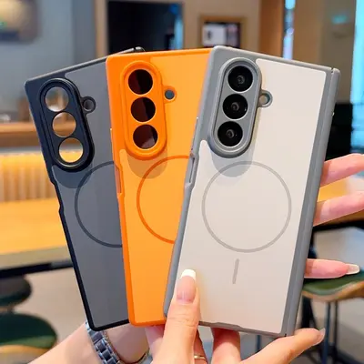 Samsung Z Fold7 Şeffaf Manyetik Telefon Kılıfı, Mat Cilt Hissi Yüzey