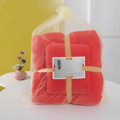 Thickened bath towel set coral fleece parent-child - 7