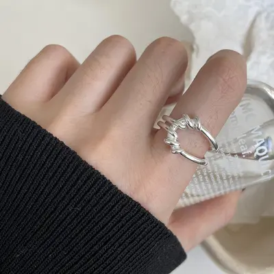 Damen-925er Silber koreanischer verstellbarer Ring, Nischendesign - 9
