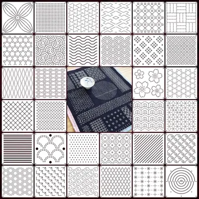 Reusable Geometric Sashiko Embroidery Stencil - 7