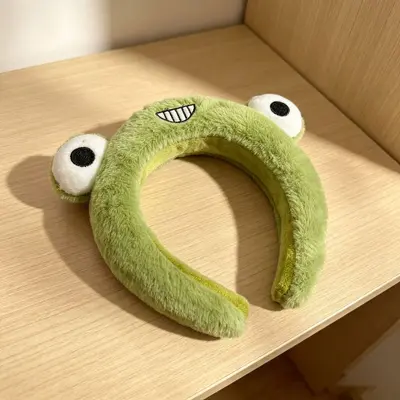 Cartoon Frog Plush Face Wash Headband for Children