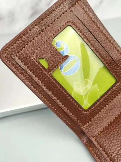 Men's Short Business Wallet, Horizontal, Multi-Card Slots, Leather - 4