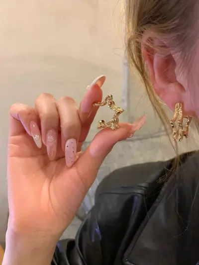 Minimalist metal pentagram küpeler kadın yeni tasarım çivi tipi - 7