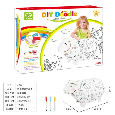 Abwischbares DIY-Spielhaus aus Karton, 3D-Puzzle, Lernspielzeug